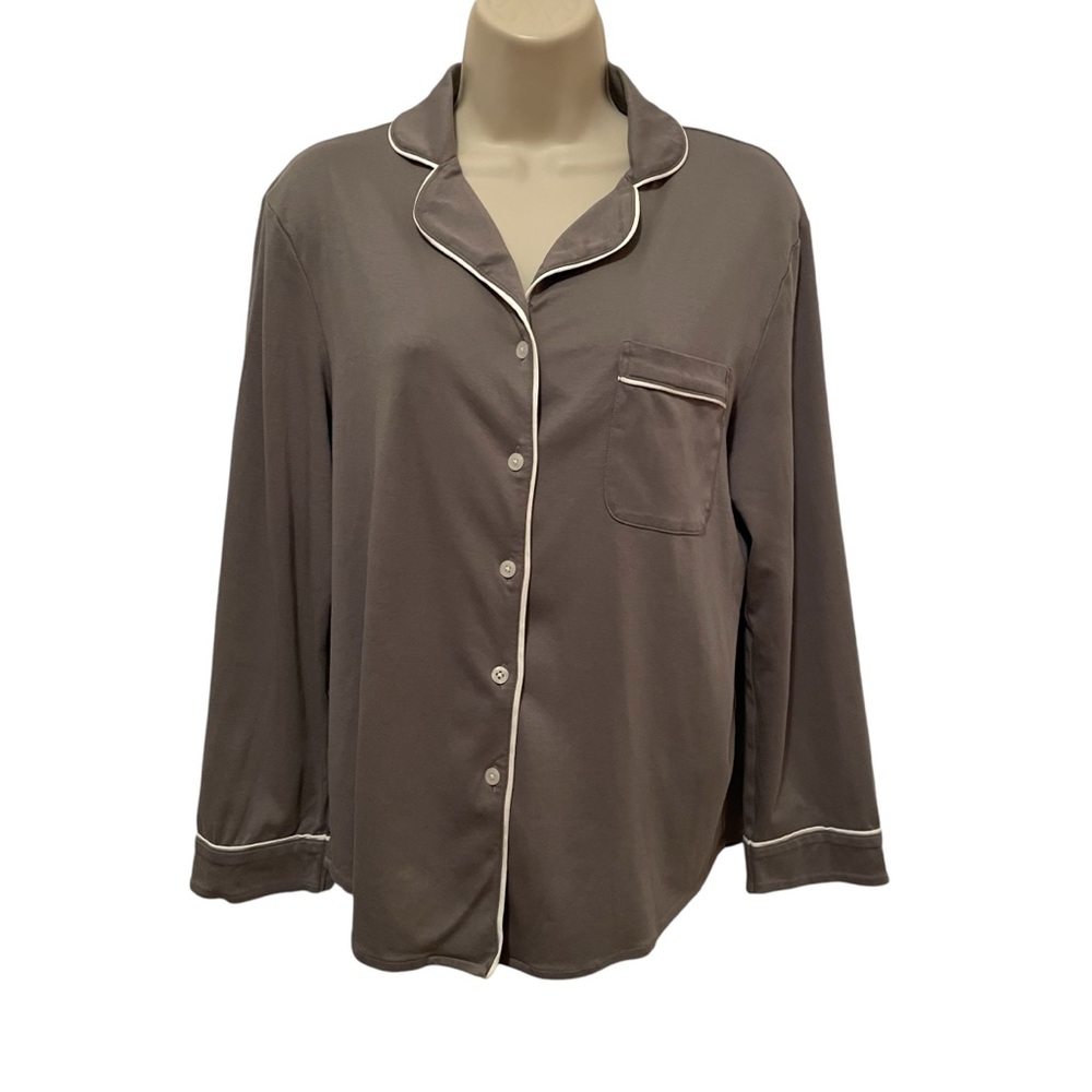 Dobreva Women’s Gray Pajama Top 100% Cotton So Soft Size Small